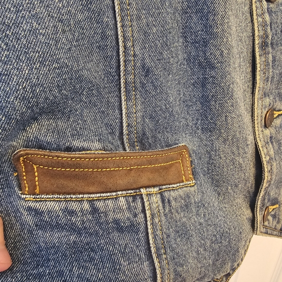 Vintage Wrangler Blue Denim Vest with Flannel Plaid Lining - Picture 7 of 12